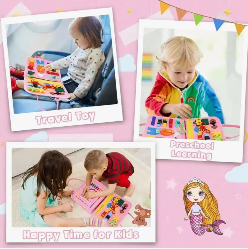 Montessori Toddler Busy Board,Autism Sensory Toys，Educational Activity Motor Skills Baby, Life Skills Learning Toys for Kids