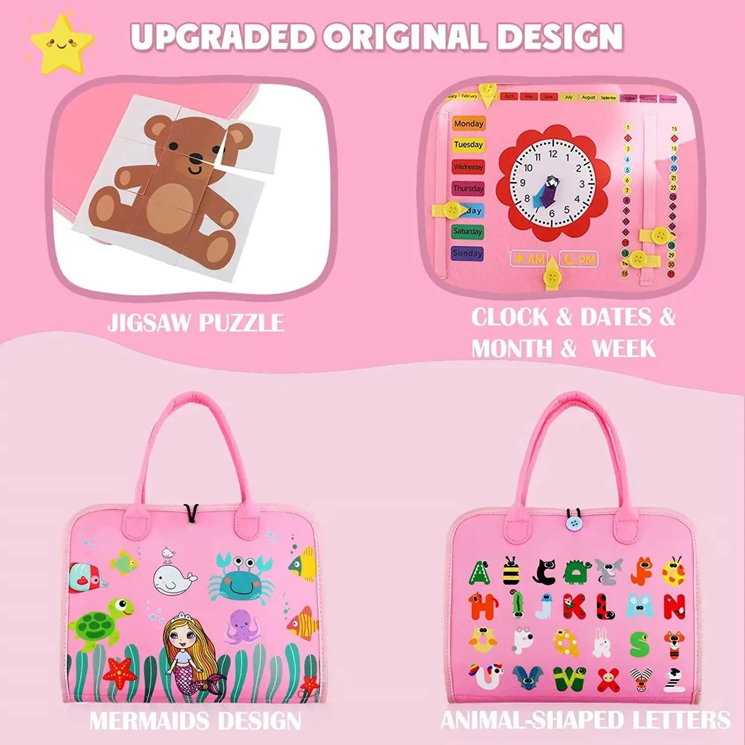 Montessori Toddler Busy Board,Autism Sensory Toys，Educational Activity Motor Skills Baby, Life Skills Learning Toys for Kids